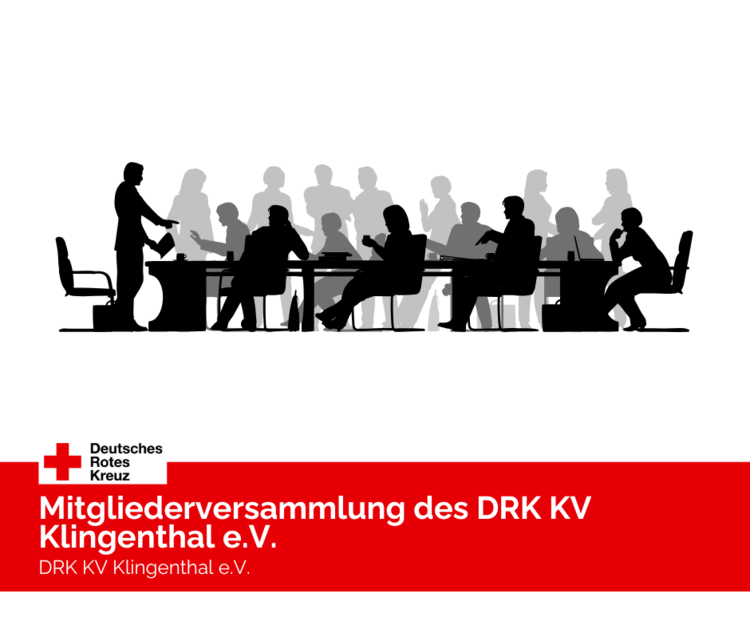 Mitgliederversammlung des DRK KV Klingenthal e.V. Eine Grafik mit Menschen ist zu sehen. 