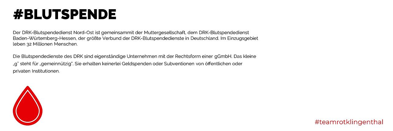#Blutspende und ein roter Tropfen zieren das Bühnenbild.