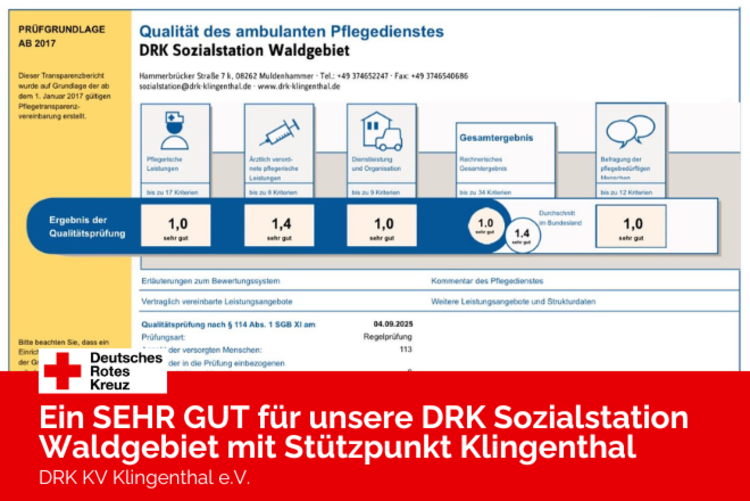 Qualitätsnachweis für unsere DRK Sozialstation Waldgebiet