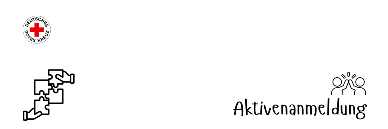 Aktivenanmeldung, Gruppen von Menschen als schwarze Icons. 